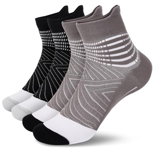 IRAMY Compression Ankle Support Socks Women - Wicking, Cushioned Athletic, Plantar Fasciitis Relief 2/3/6 Pairs - color: Black+grey, size: Small
