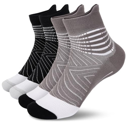 IRAMY Compression Ankle Support Socks Women - Wicking, Cushioned Athletic, Plantar Fasciitis Relief 2/3/6 Pairs - color: Black+grey, size: Large