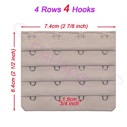 Ultra Soft Bra Extender Band Breathing Room 4 Rows Hook & Eye Extension Strap - color: 4 Hooks (6pcs/Pack, Black & Dark Beige)