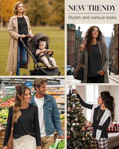 Women's Cotton Modal Maternity Nursing Tops - color: Black, size: Large