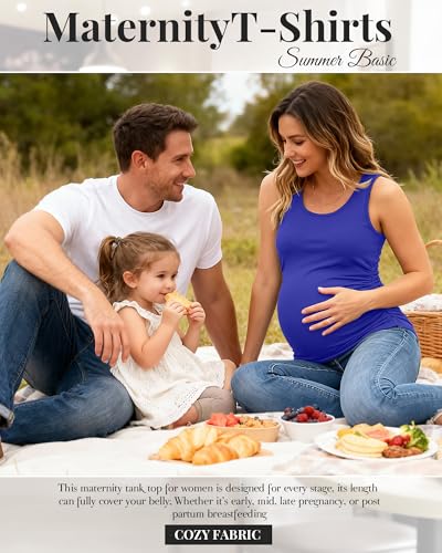 Ficerd 4 Pcs Womens Maternity Sleeveless Tank Tops - color: Bright Red, Royal Blue, White, Black, size: Medium