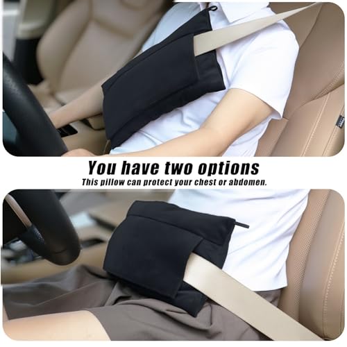 Post Surgery SeatBelt Pillow for Pregnancy Mastectomy Hysterectomy Recovery - color: Black