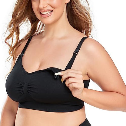 Suekaphin 5PACK Nursing Bra Wireless Bra Women's Sleeping Maternity Bra Breastfeeding Bra - color: Black/Nude/Gray/White/Lightblue, size: XX-Large