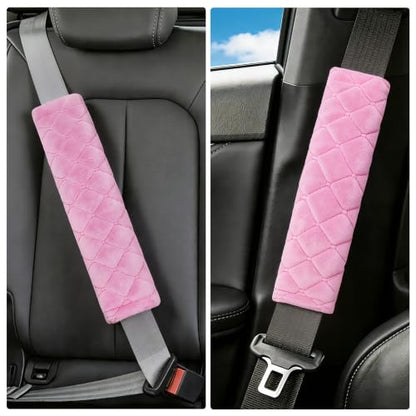 Amooca 2 Pack Seat Belt Covers Soft Shoulder Pad for Cars & Backpack - color: D: Pink