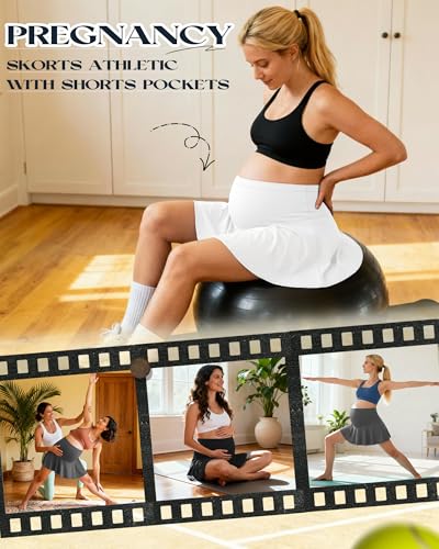3 Pack Maternity Skirts Tennis Skorts - color: Black, Dark Gray, White, size: X-Small
