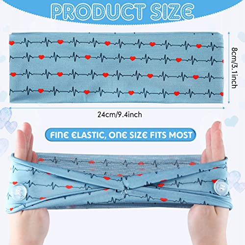WILLBOND 8 Pieces Nursing Headbands with Buttons, Fresh Patterns
