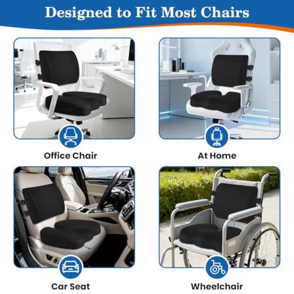 Back&Seat Cushion, Chair Cushions, Lumbar Back Support Pillow, Black/Large - color: Black, size: Large