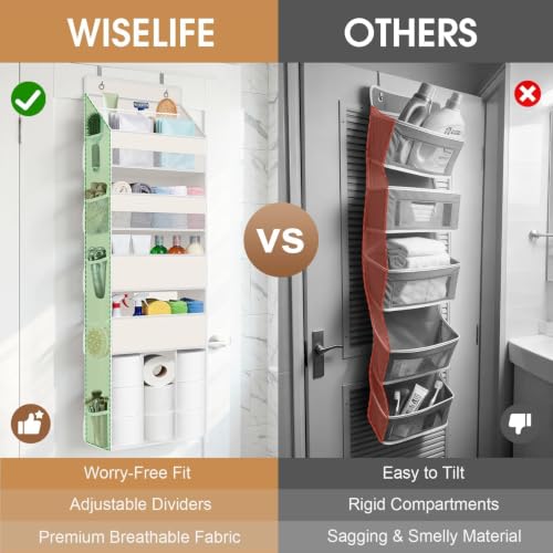 WISELIFE 5-Tier Over the Door Organizer for Nursery Hanging, Beige - color: Beige