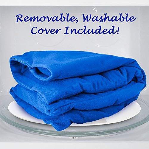 XL Microwavable Heating Pad with Cover Releases Moist Heat for Back Pain - color: Blue