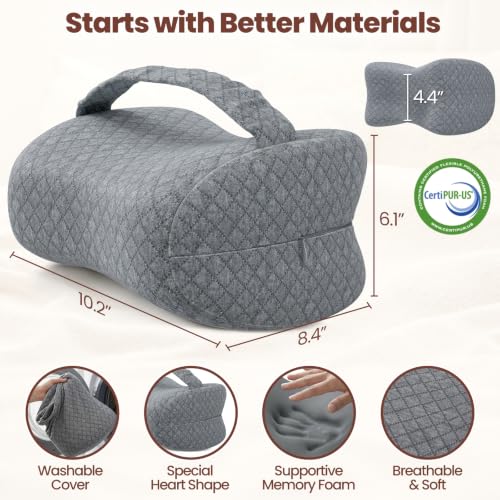 Memory Foam Knee Pillow for Side Sleepers with Strap, Gray - color: Gray