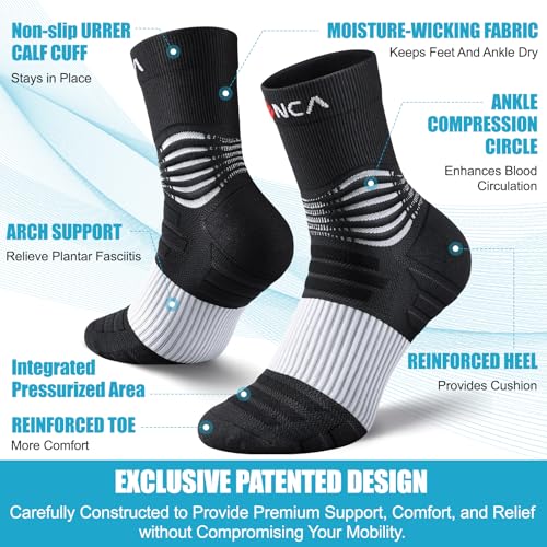 NEENCA Professional Compression Socks for Women Men Circulation, 20-30 mmHg - color: Black White, size: XX-Large
