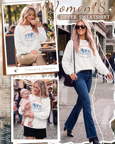 Huukeay Women's Nursing Sweatshirts for Breastfeeding - color: Beige White, size: X-Large