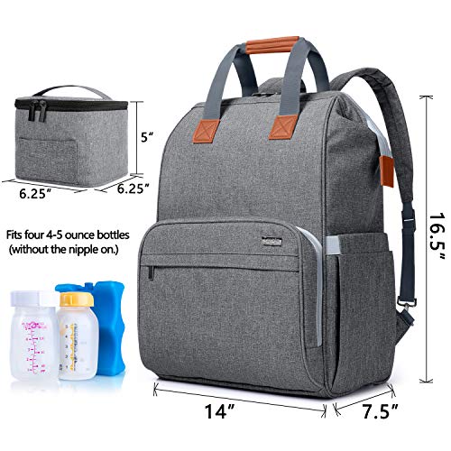 LUXJA UXJA Multi-Compartment Breast Pump Backpack Bag, Gray - color: Gray (Pump Bag With Cooler Bag)