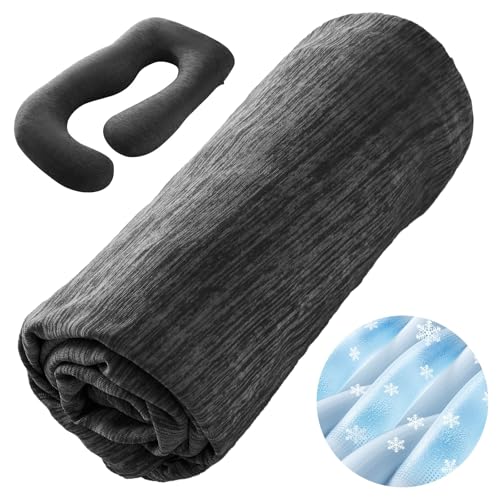 Sasttie Cooling Pregnancy Pillow Cover for 57-inch Maternity Pillow, Black - color: Black