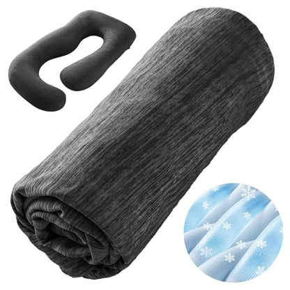 Sasttie Cooling Pregnancy Pillow Cover for 57-inch Maternity Pillow, Black - color: Black