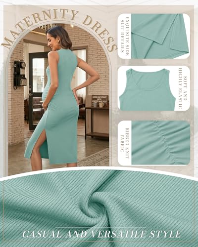 2 Pack Womens Split Long Maternity Dress - color: Lake Blue, Black, size: Large