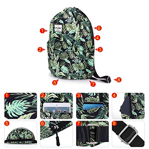 XEYOU Drawstring Backpack Bag Sport Gym Sackpack Beach Cinch Bag - color: Banana Leaf