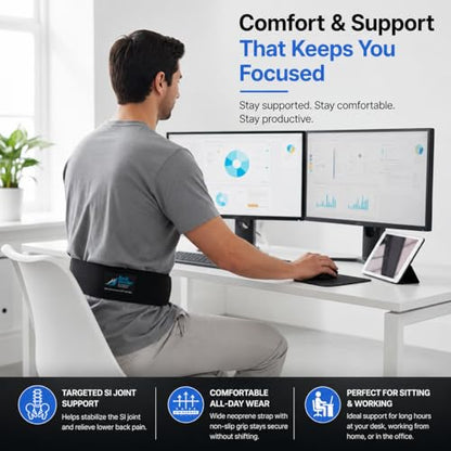 SI Belt - Enhanced Comfort Sacroiliac Joint Support Belt for Men & Women | Ideal for Sciatica & Lower Back Pain Relief | For Daily Use & Physical Activities (Small) - size: Small