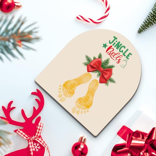 Beeveer Christmas Baby Footprint DIY Crafts Mistletoe, Bow - style: Bow
