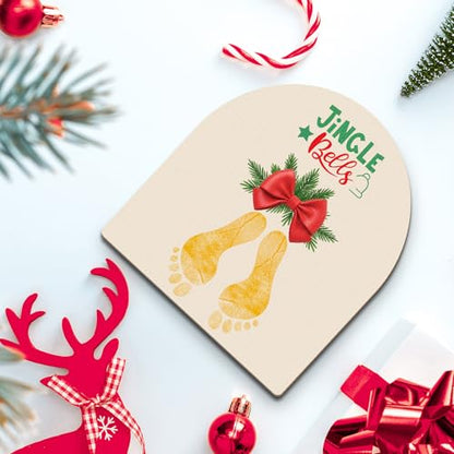 Beeveer Christmas Baby Footprint DIY Crafts Mistletoe, Bow - style: Bow
