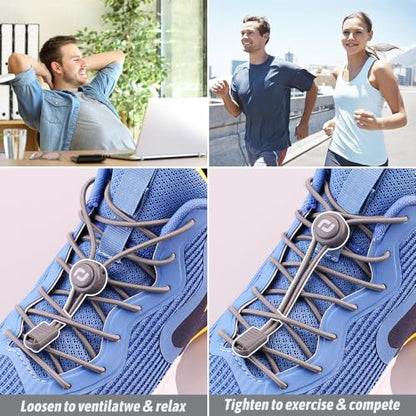 RJ-Sport 2 Pack Elastic No Tie Shoe Laces for Kids & Adults - color: 17 Black & Beige