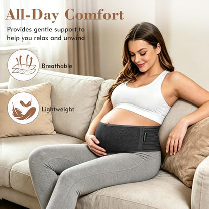 ChongErfei Pregnancy Belly Band Maternity Belt Back Support - color: Black, size: One Size