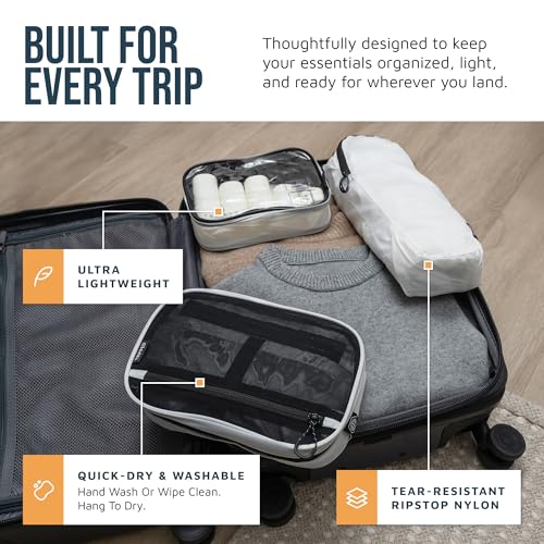 TRIPPED Travel Gear 3-Piece Travel Toiletry Bag Set - color: White Ripstop