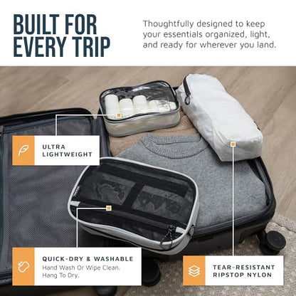 TRIPPED Travel Gear 3-Piece Travel Toiletry Bag Set - color: White Ripstop