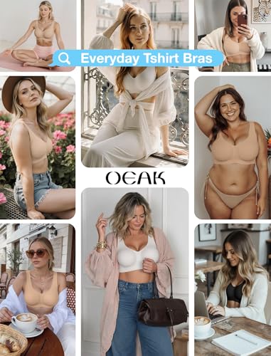OEAK Women Wireless Jelly Bras Pull on Full Coverage Tshirt Bra - color: Black, size: XX-Large