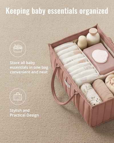 Blissful Diary Baby Diaper Caddy Organizer, Nursery Storage, Blush Pink - color: Blush Pink