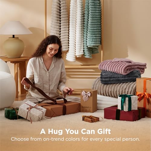 Bedsure Soft Full Size Fleece Blankets for Bed Beige 84"x90" - color: Beige, size: Full