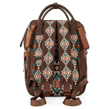 Wrangler Aztec Backpack Organized Daypack Travel Baby Bag with Stroller Strap and Side Bottle Pockets WG2204-9110CF - color: Angel Coffee