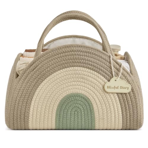 Blissful Diary Diaper Caddy Organizer, Woven Cotton Rope, Natural Rainbow - color: Natural Rainbow