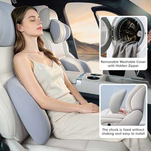 BEBAS Ergonomic Memory Foam Lumbar Support Pillow for Car & Office, Gray - color: Gray