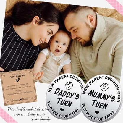 Lovely Double-Sided New Parents Funny Decision Coin with Blessing Card - color: Stylec-silver