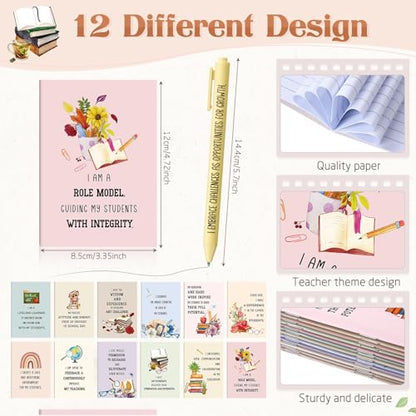 Mooliwe 24 Pcs Affirmation Notebooks Pens Bulk Gifts, Gratitude,Teacher - style: Teacher