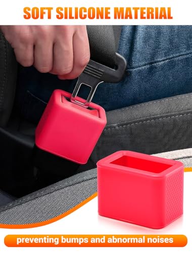 Glow In The Dark Seat Belt Buckle Holder, 2 Pack Silicone Universal - color: Red