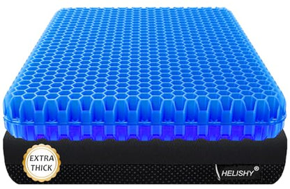 2" Extra Thick Gel Seat Cushion for Long Sitting Pressure Relief - color: Blue, size: Extra Thick - 16.5×14.5×1.96inch