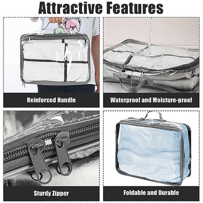 Hillban 6 Pcs Large Clear Packing Cubes for Travel, 3 Sizes PVC Bags, Gray - color: Gray
