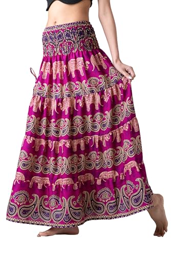 Long Skirts Tiered Maxi Boho Skirt - color: Gypsy Purple, size: Large-X-Large
