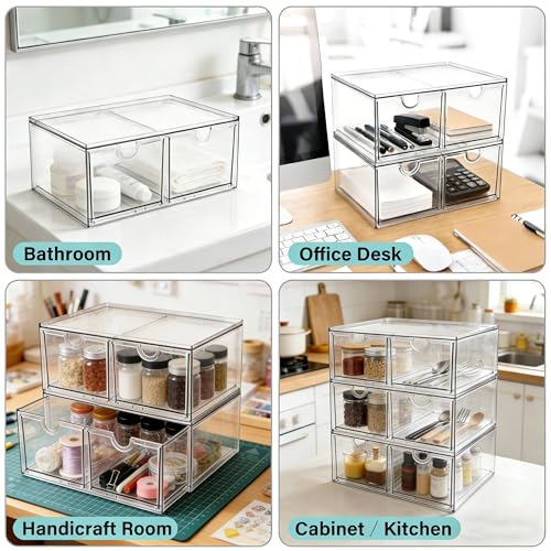 Prsildan 6 Small Drawers Stackable Storage Drawer Clear Acrylic Organizer - size: Stackable-6Drawers