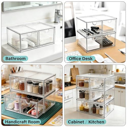 Prsildan 6 Small Drawers Stackable Storage Drawer Clear Acrylic Organizer - size: Stackable-6Drawers
