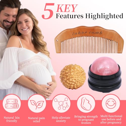 Rectangular Labor Comb - Wooden Pregnancy Essential for New Mom Gifts - color: 2 Pack-Rectangular
