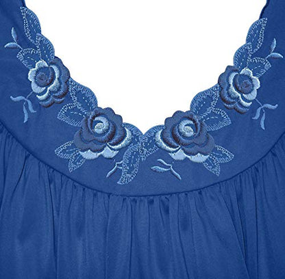 Shadowline Women's Robe & Matching Sleeveless Nightgown Set - color: Navy, size: 1X