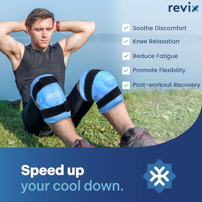 REVIX 20" XXXL Ice Knee Wrap, Extra Large Reusable Cold Compress, 2 Packs - style: Blue-2 Packs