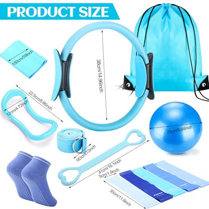 RoundFunny 18Pcs Pilates Ring Set, Women Exercise Accessories - color: Blue