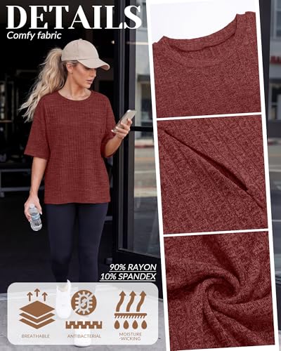 Huukeay 4 Pack Women's Nursing Shirts - color: Dark Red, Cream, Light Coffee, Black, size: Medium