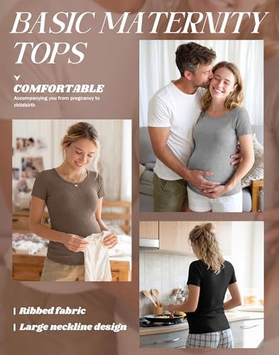 Oakgarden 4 Pack Women's Maternity Shirts - color: Coffee, White, Light Gray, Black, size: Large
