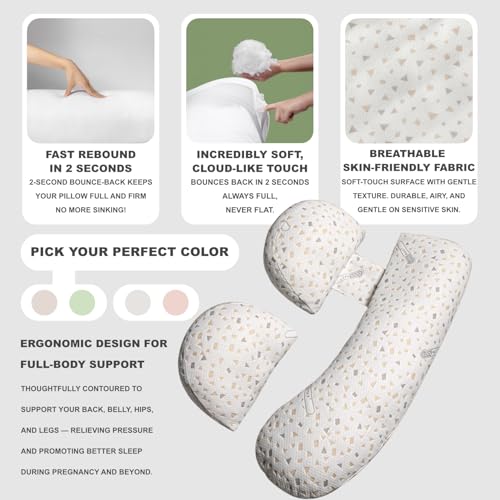 Pregnancy Pillow - Adjustable Maternity Support for Back & Belly, Multi-Use Body Pillow with Soft Cover, Must-Have for Pregnancy - color: Pink