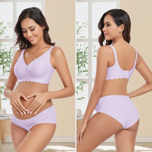 Gailife 3 Pack Nursing Bras for Breastfeeding Seamless Maternity Sleep Bra - color: Black/Grey/Purple, size: Medium